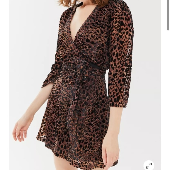 Urban Outfitters Dresses & Skirts - UO Paige Burnout Leopard Print Wrap Dress Medium